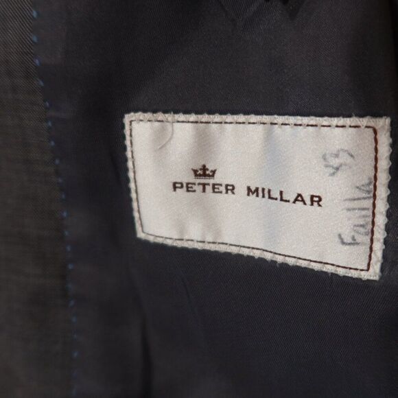 PETER MILLAR 100% wool blazer sports coat grey 2 button office 46 s formal prof - Picture 6 of 12